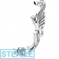 STERILE SURGICAL STEEL JEWELLED EAR CUFF - BUTTERFLY PIERCING