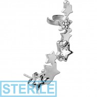 STERILE SURGICAL STEEL JEWELLED EAR CUFF - STARS PIERCING