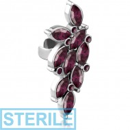 STERILE SURGICAL STEEL JEWELLED EAR CUFF - LEAVES PIERCING