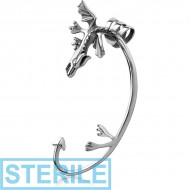 STERILE SURGICAL STEEL EAR CUFF - LEFT - DRAGON PIERCING