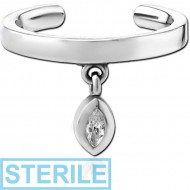 STERILE SURGICAL STEEL JEWELLED EAR CUFF PIERCING