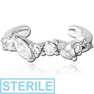 STERILE SURGICAL STEEL JEWELLED EAR CUFF PIERCING