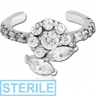 STERILE SURGICAL STEEL JEWELLED EAR CUFF PIERCING