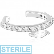 STERILE SURGICAL STEEL JEWELLED EAR CUFF PIERCING