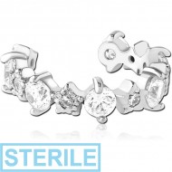 STERILE SURGICAL STEEL JEWELLED EAR CUFF PIERCING