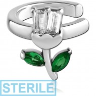 STERILE SURGICAL STEEL JEWELLED EAR CUFF PIERCING