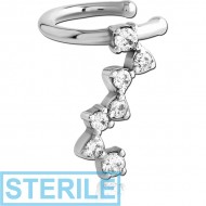 STERILE SURGICAL STEEL JEWELLED EAR CUFF PIERCING