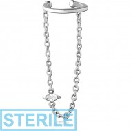 STERILE SURGICAL STEEL JEWELLED EAR CUFF PIERCING