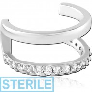 STERILE SURGICAL STEEL JEWELLED EAR CUFF PIERCING