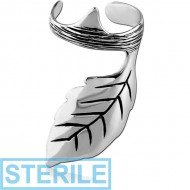STERILE SURGICAL STEEL EAR CUFF - LEAF