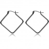 STERILE SURGICAL STEEL WIRE HOOP EARRINGS - RHOMBUS