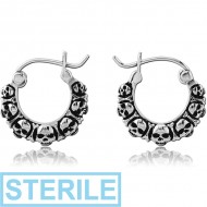 STERILE SURGICAL STEEL HOOP EARRINGS - SKULL
