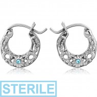 STERILE SURGICAL STEEL JEWELLED HOOP EARRINGS