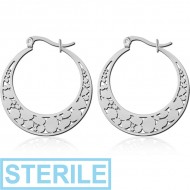 STERILE SURGICAL STEEL HOOP EARRINGS PAIR PIERCING