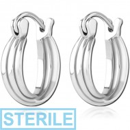 STERILE SURGICAL STEEL HOOP EARRINGS PAIR PIERCING