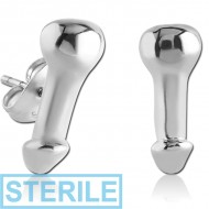 STERILE SURGICAL STEEL EAR STUDS PAIR - PENIS PIERCING