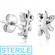 STERILE SURGICAL STEEL EAR STUDS PAIR - LIZARD PIERCING