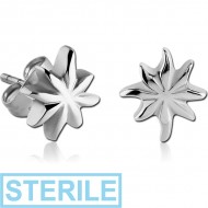 STERILE SURGICAL STEEL EAR STUDS PAIR - FLOWER PIERCING