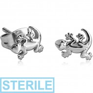 STERILE SURGICAL STEEL EAR STUDS PAIR - SALAMANDER PIERCING