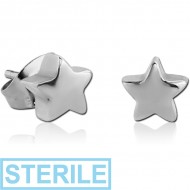 STERILE SURGICAL STEEL EAR STUDS PAIR - STAR PIERCING