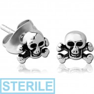 STERILE SURGICAL STEEL EAR STUDS PAIR - DANGER PIERCING