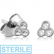 STERILE SURGICAL STEEL HIGH END CRYSTAL JEWELLED EAR STUDS PAIR PIERCING