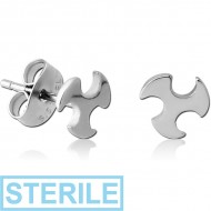 STERILE SURGICAL STEEL EAR STUDS PAIR - ROTOR PIERCING