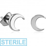 STERILE SURGICAL STEEL EAR STUDS PAIR - CRESCENT PIERCING