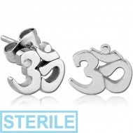 STERILE SURGICAL STEEL EAR STUDS PAIR - OMKAR PIERCING