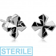 STERILE SURGICAL STEEL EAR STUDS PAIR PIERCING
