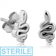 STERILE SURGICAL STEEL EAR STUDS PAIR - SNAKE PIERCING