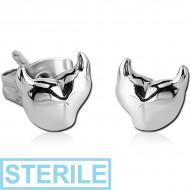 STERILE SURGICAL STEEL EAR STUDS PAIR PIERCING