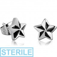 STERILE SURGICAL STEEL EAR STUD PAIR - NAUTICAL STAR PIERCING