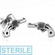 STERILE SURGICAL STEEL EAR STUDS PAIR - GUN PIERCING