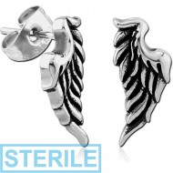 STERILE SURGICAL STEEL EAR STUDS PAIR - WING PIERCING