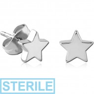 STERILE SURGICAL STEEL EAR STUDS PAIR - STAR PIERCING