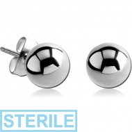 STERILE SURGICAL STEEL EAR STUDS PAIR - 8MM BALL PIERCING