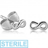 STERILE SURGICAL STEEL EAR STUDS PAIR - INFINITY PIERCING