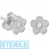 STERILE SURGICAL STEEL EAR STUDS PAIR - FLOWER PIERCING