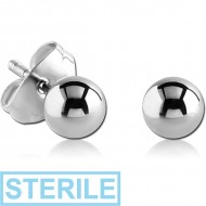 STERILE SURGICAL STEEL EAR STUDS PAIR - BALL 3MM