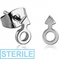 STERILE SURGICAL STEEL EAR STUDS PAIR - MALE PIERCING