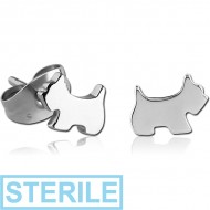 STERILE SURGICAL STEEL EAR STUDS PAIR - DOG PIERCING