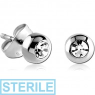 STERILE SURGICAL STEEL EAR STUDS PAIR PIERCING