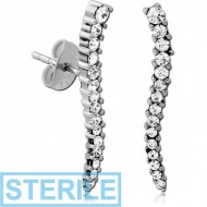 STERILE SURGICAL STEEL JEWELLED EAR STUDS PAIR PIERCING