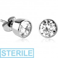 STERILE SURGICAL STEEL JEWELLED EARRINGS PIERCING