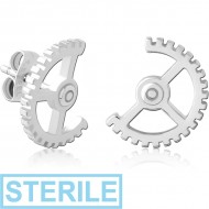 STERILE SURGICAL STEEL EAR STUDS PAIR - OPEN WHEEL PIERCING