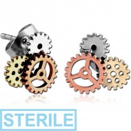 STERILE SURGICAL STEEL EAR STUDS PAIR PIERCING