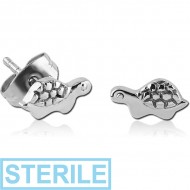 STERILE SURGICAL STEEL EAR STUDS PAIR - TURTLE PIERCING