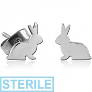 STERILE SURGICAL STEEL EAR STUDS PAIR - RABBIT PIERCING