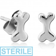 STERILE SURGICAL STEEL EAR STUDS PAIR - BONE PIERCING